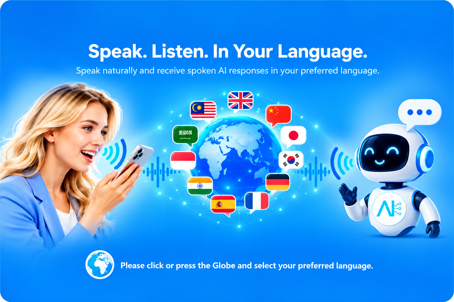Multilingual AI voice assistant